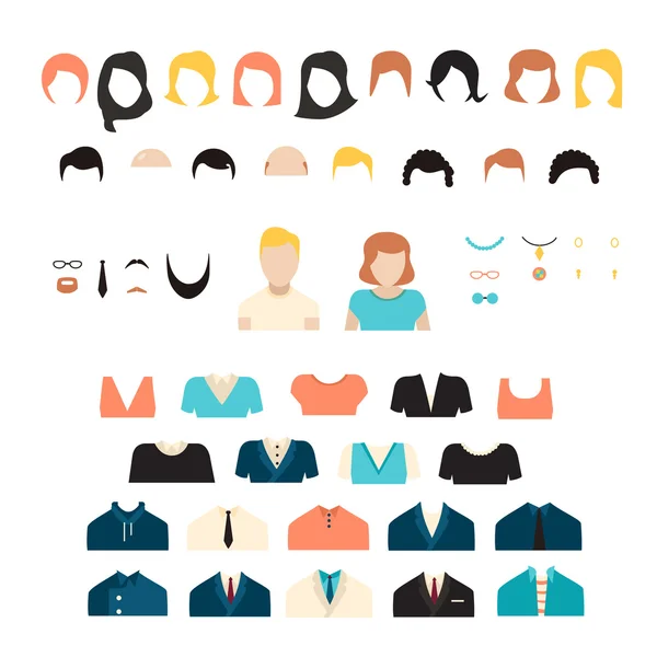 Big girl nd boy stylish kit, vector avatars constructor — Stock Illustration Big girl nd boy stylish kit, vector avatars constructor Vector Graphics
