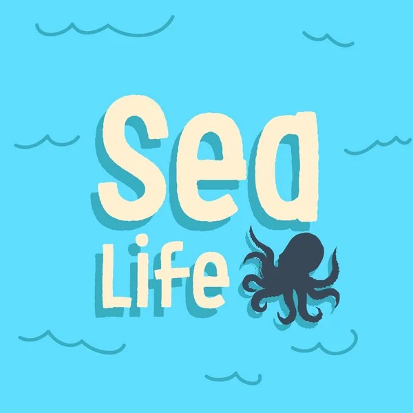 Oktopus Sea Life Schriftzug Design lizenzfreie Stockillustrationen