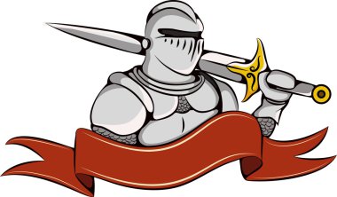 Şövalye kılıcı ve şerit logolu.