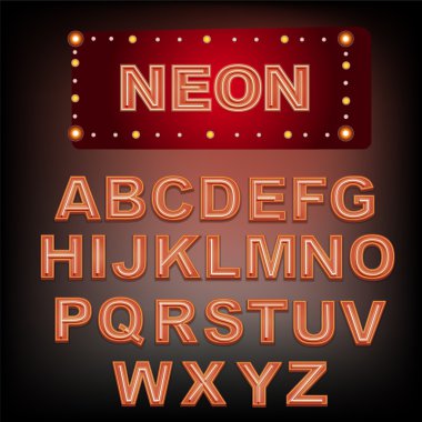 Neon kırmızı alfabesi. 