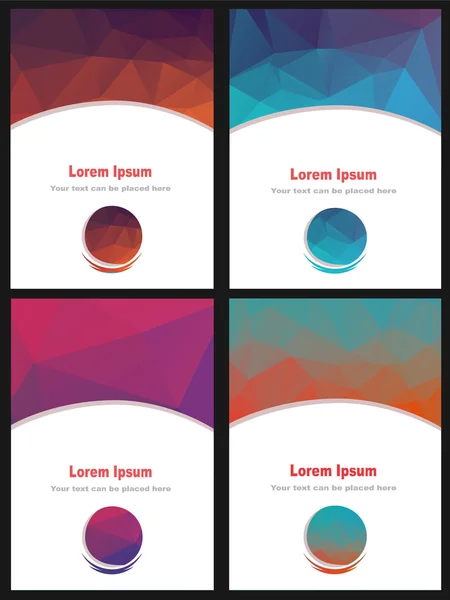 Set of different low polly colorful brochures. — Stock Vector