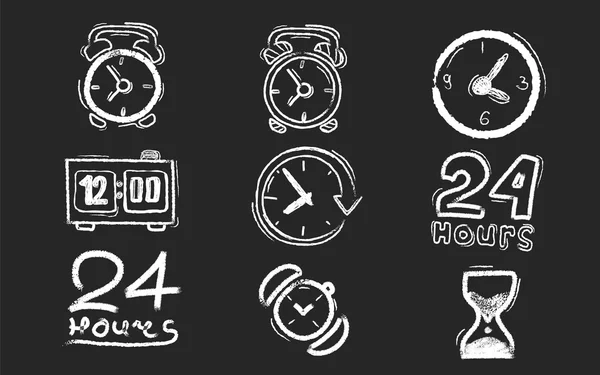 Chalk board clocks — Stock Vector