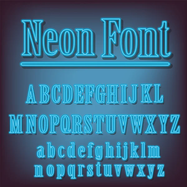 Alphabet bleu néon . — Image vectorielle