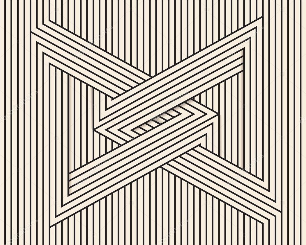 Abstract background made in vector. Optical illusion triangle.Black and white line art.