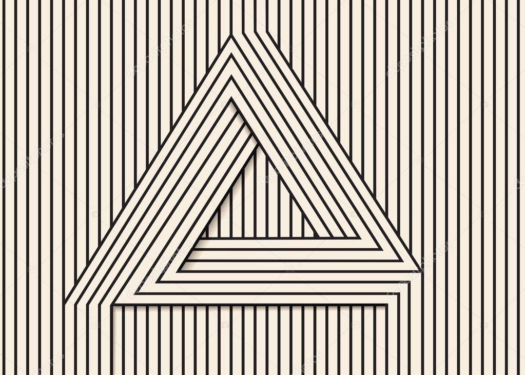 Abstract background made in vector. Optical illusion triangle.Black and white line art.