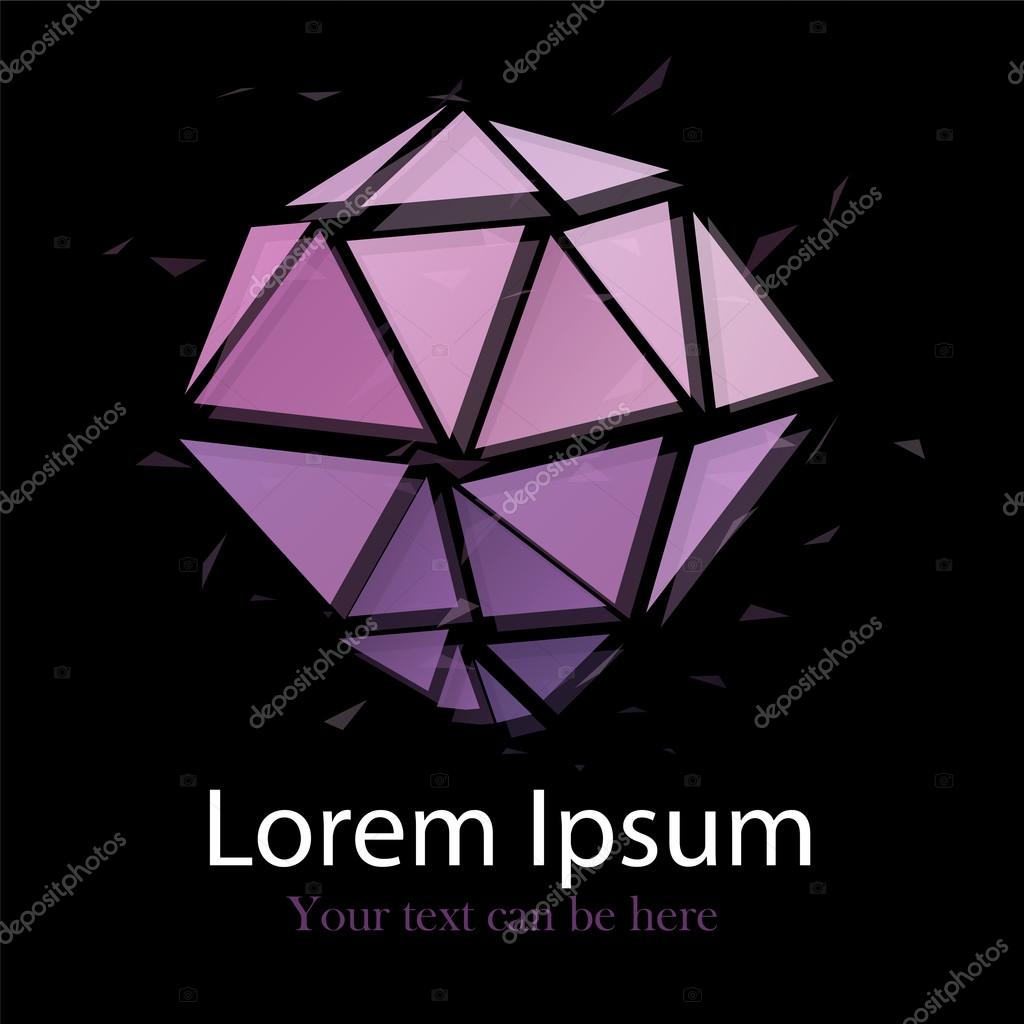 Purple diamond explode icon with black background.