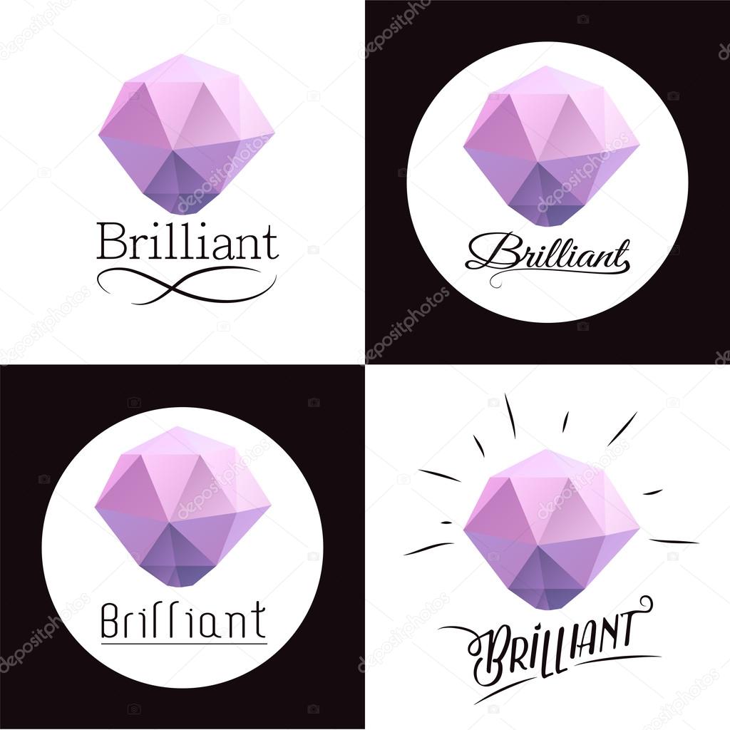 Diamond icons with lettering on black and white background.