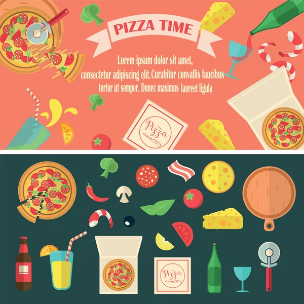 Set de pizza vectorial . — Vector de stock