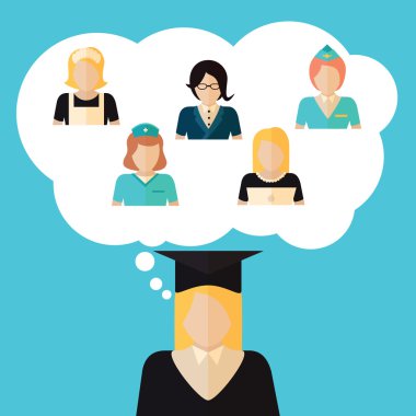 Eğitim seçim illüstrasyon kızla