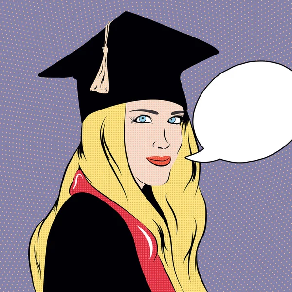 Pop art illüstrasyon vektör içinde yapılan eğitimli kızla.
