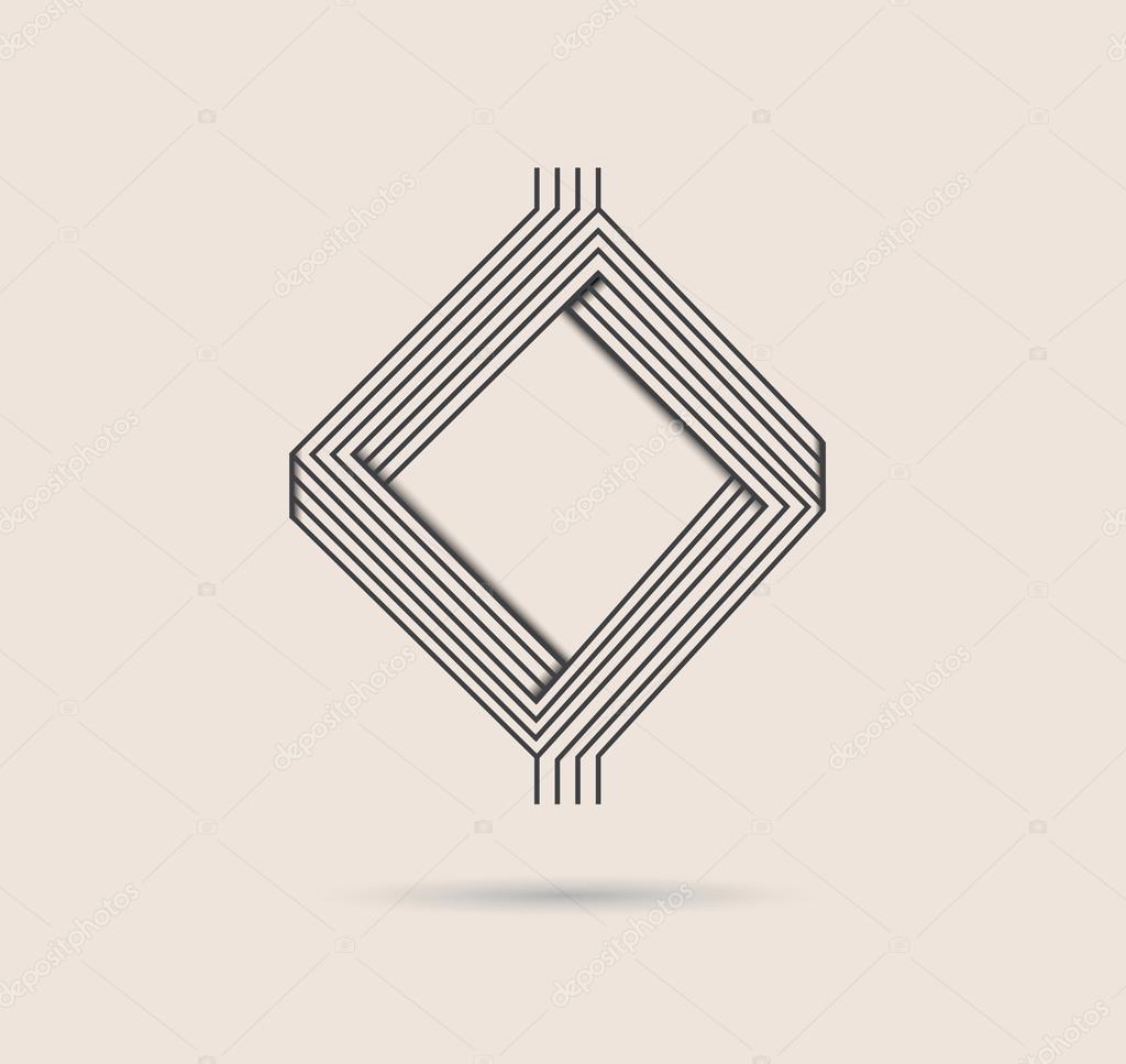 Abstract vector logo.Rhombus line art logo made in black and white.Minimalistic logo.