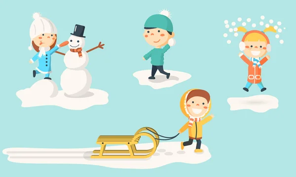 Ilustraciones aisladas para niños en invierno . — Vector de stock