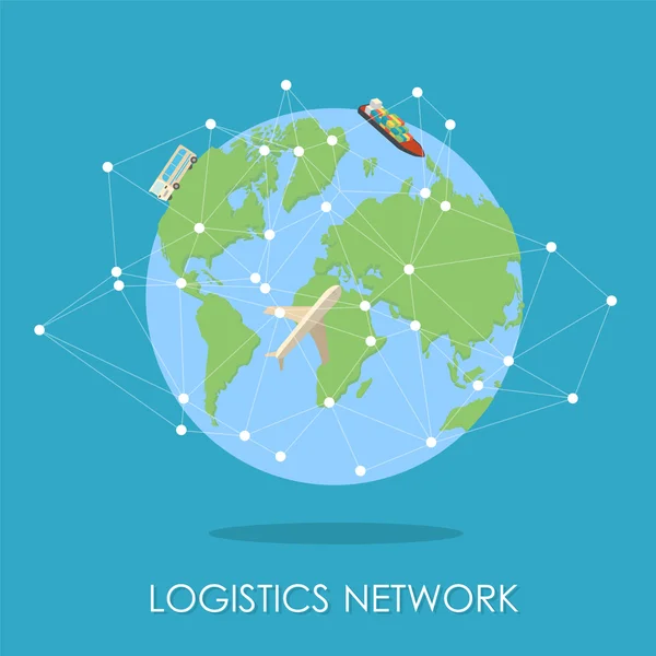 Logistic network isometric isllustration.Mini planet concept. — Stock Vector