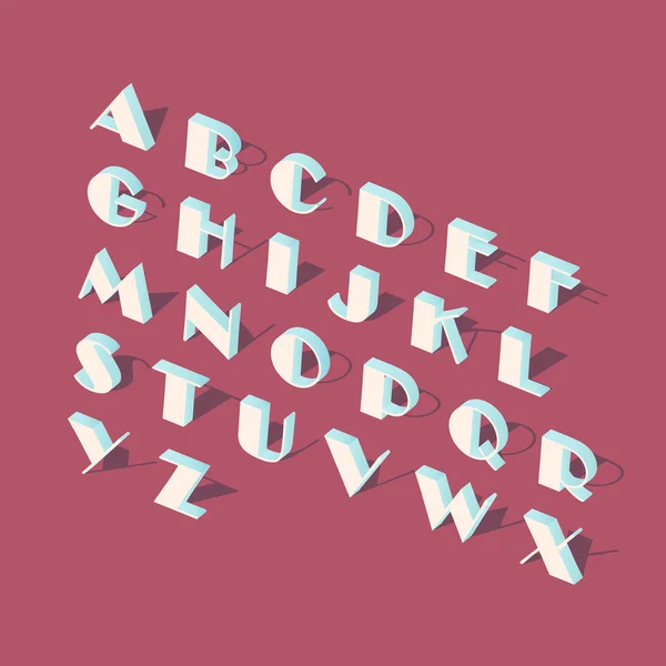 Λευκό ισομετρική γραμματοσειρά αλφάβητο — Διανυσματικό Αρχείο