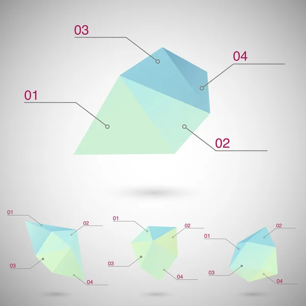 Conjunto de infografías con formas geométricas poligonales — Vector de stock