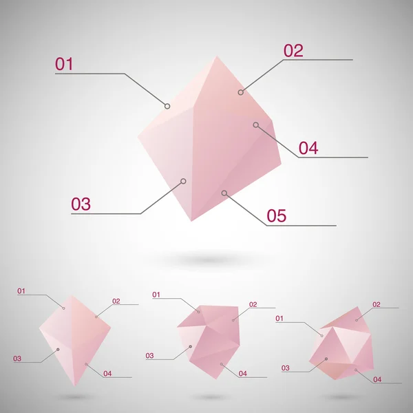 Conjunto de infografías con formas geométricas poligonales — Archivo Imágenes Vectoriales