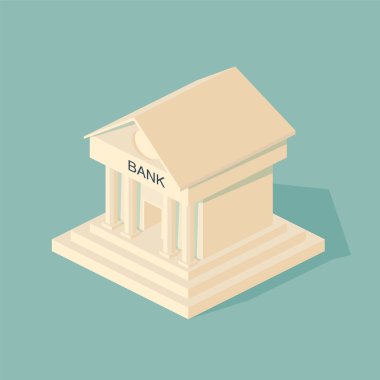 Banka Binası. İş ve Finans sembolleri.