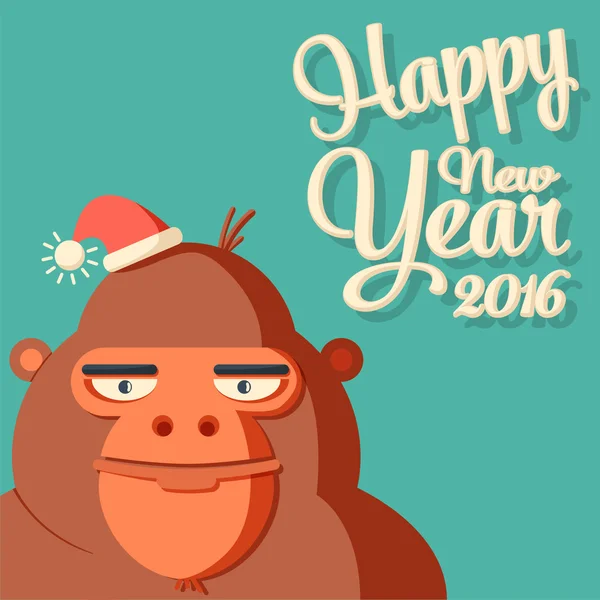 Yeni yıl kartı simgesiyle - maymun ve kurulmasını 2016. — Stok Vektör