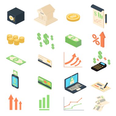 Finans analizi bankacılık yönetimi Icons collection