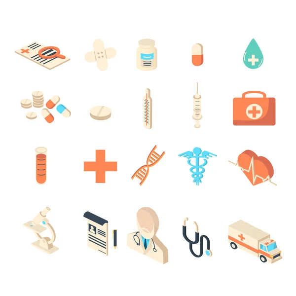 Set di raccolta di icone mediche e sanitarie . — Vettoriale Stock