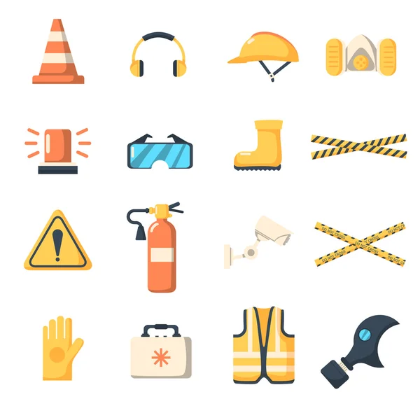 Safety work icons flat style. — Stock Vector