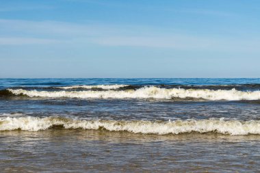 Rüzgarlı bir günde Baltık Denizi 'nin kumlu sahili manzarası