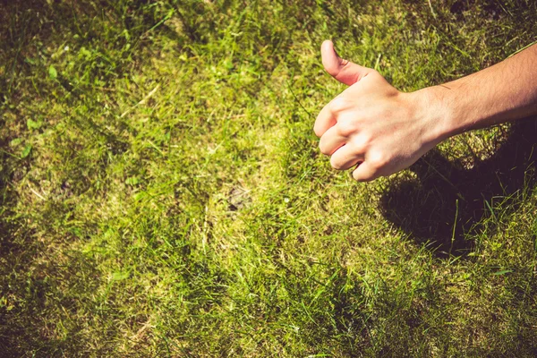 Великий палець на траві — стокове фото