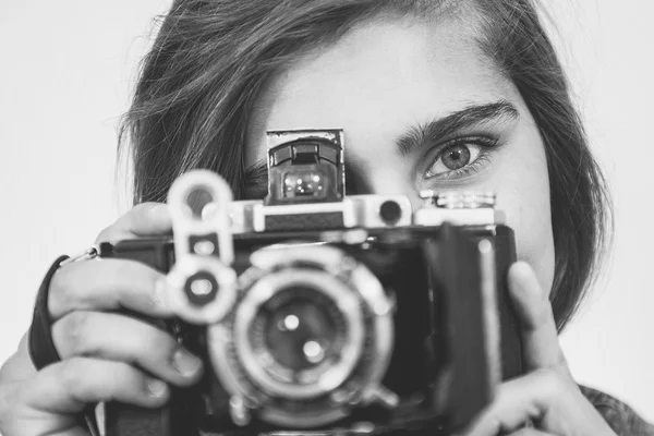 Meisje met een camera — Stockfoto