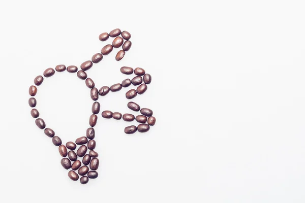 Coffee beans lightbulb symbol — Stock Photo, Image