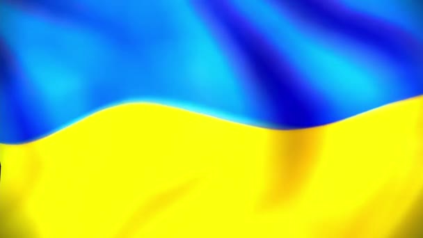 ウクライナの黄青旗のアニメーション 3Dアニメーション 風の中で開発 旗を振って アニメーション終了 — ストック動画