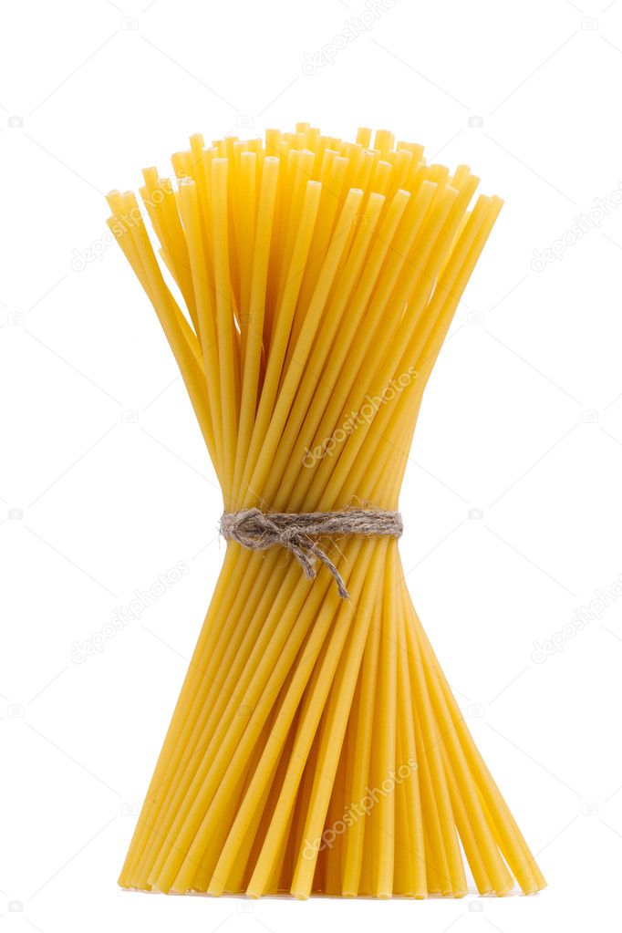 Pasta in the form of a sheaf on a white background