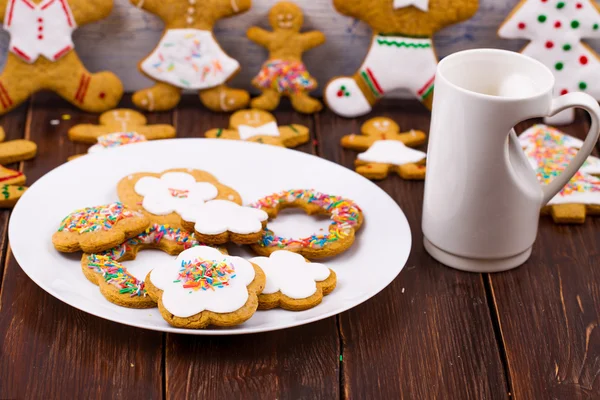 Christmas homemade gingerbread cookies on table — Stock Photo, Image
