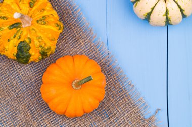 Tahta masadaki balkabakları