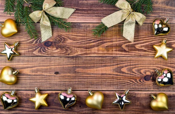 Decoración de Navidad sobre un fondo de madera — Foto de Stock