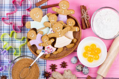 Kitchen ingredients for christmas homemade gingerbread cookies