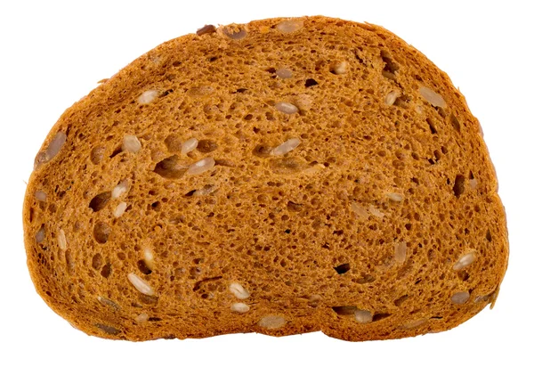 Bit av gamla-slaviska bröd med solrosfrön på en vit bakgrunds — Stockfoto