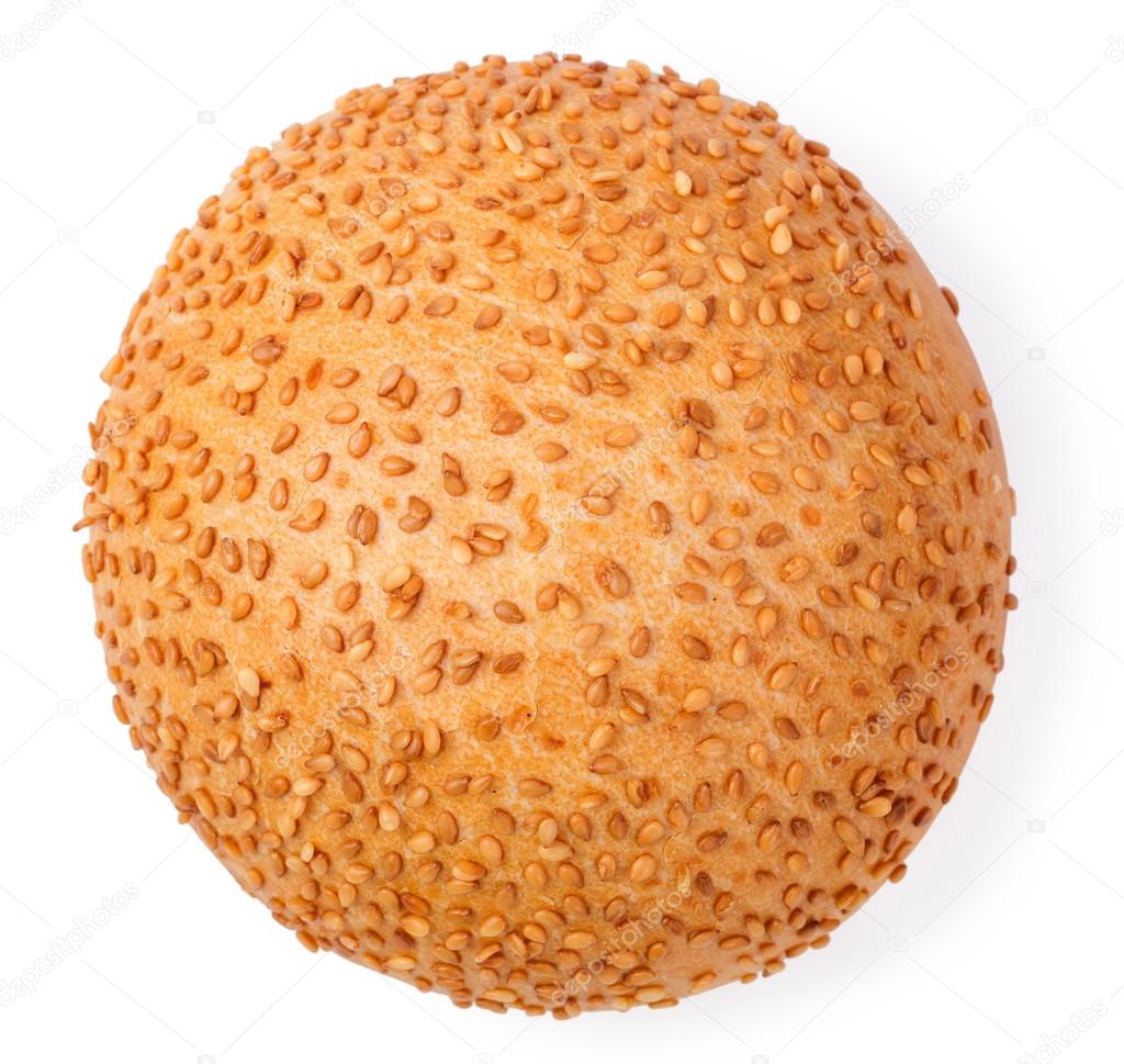 Top view a wheaten bread roll is isolated 