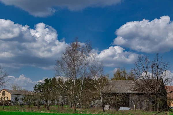 Une Ancienne Grange Bois Dans Campagne Polonaise Noir Blanc — Photo