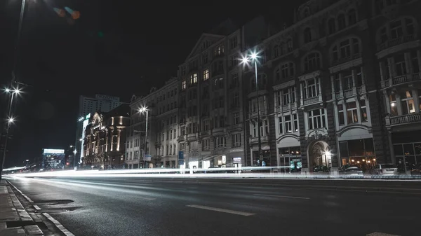 Rue Ville Varsovie Nuit — Photo