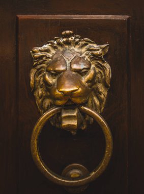 Kapıda aslan başı şeklinde bir süsleme var.