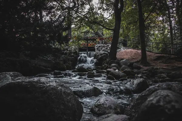 Uma Pequena Cachoeira Parque Cidade — Fotografia de Stock