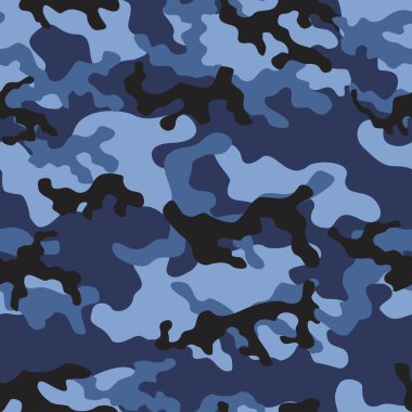 Mavi askeri kamuflaj. Vektörsüz iz. Ordu giysi veya baskı için kamuflaj