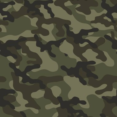 Askeri kamuflaj. Vektörsüz yeşil iz. Ordu giysi veya baskı için kamuflaj