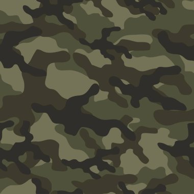 Askeri kamuflaj. Yeşil vektörsüz iz. Ordu giysi veya baskı için kamuflaj