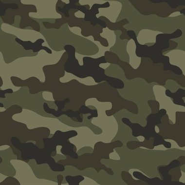 Askeri kamuflaj. Vektörsüz iz. Ordu kamuflajı kıyafet veya baskı için yeşil
