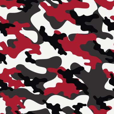 Kırmızı, modern askeri vektör kamuflaj izi. Saç bandı ya da parmak izi için kusursuz desen. Polonyalılardan kamuflaj