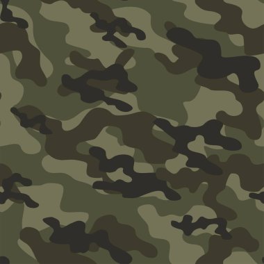Askeri kamuflaj. Vektörsüz yeşil iz. Ordu giysi veya baskı için kamuflaj