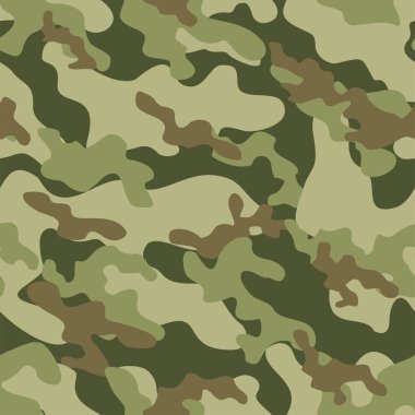 Askeri kamuflaj. Yeşil vektörsüz iz. Ordu giysi veya baskı için kamuflaj