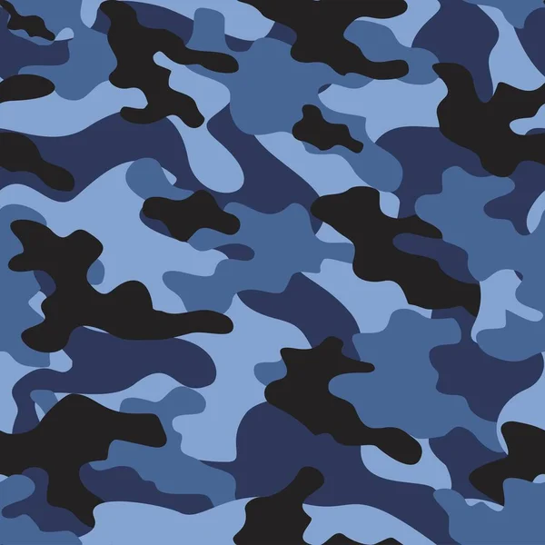 Vetor Camuflagem Militar Sem Costura Impressão Azul —  Vetores de Stock
