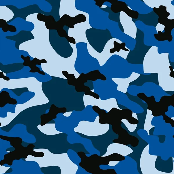 Blå Modern Militär Vektor Kamouflage Tryck Sömlöst Mönster För Kläder — Stock vektor